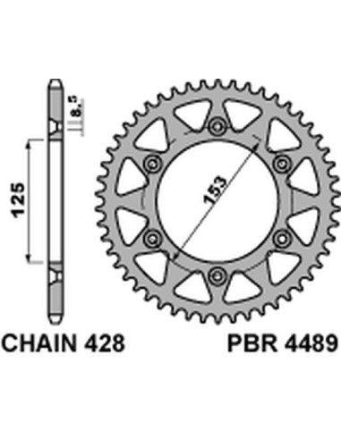 PBR ZĘBATKA TYLNA 4489 59 F HONDA CRM 125 (HM) (08-11) (ŁAŃC. 428)