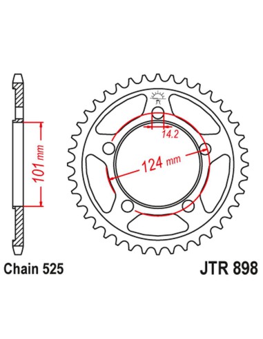 JT ZĘBATKA TYLNA 4508 41 KTM 950/990/1190 RC8 /DUKE/ SUPERMOTO (450841JTZBK) (ŁAŃC. 525) KOLOR CZARNY