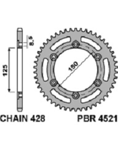 PBR ZĘBATKA TYLNA 4521 45 F HONDA CG 125 ES (04-06) (ŁAŃC. 428)