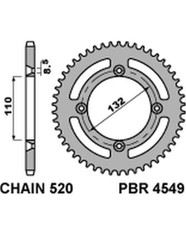 PBR ZĘBATKA TYLNA 4549 46 KTM 250 FREERIDE (14-'20) 350 '12-'17