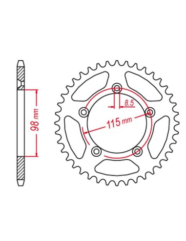 GROSSKOPF PROMOCJA ZĘBATKA TYLNA ALUMINIOWA KOLOR SREBRNY 4552 50 KTM SX 65 '04-'11, SX 65 '12-'21 (+2) (JTR894.50)