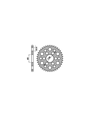 PBR ZĘBATKA TYLNA 4569 45 C45 YAMAHA 250 TRICKER 06-08, XG 250 TRICKER (ŁAŃC. 428) (JTR-BRAK)