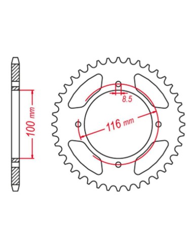 GROSSKOPF PROMOCJA ZĘBATKA TYLNA ALUMINIOWA KOLOR SREBRNY 467 54 KAWASAKI KX 80 '98-'00, KX 85 '01-'20, KX 100 '00-'21