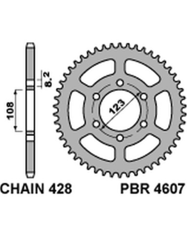 PBR ZĘBATKA TYLNA 4607 49 C45 DERBI GPR 125 4T 09-13 (ŁAŃC. 428)