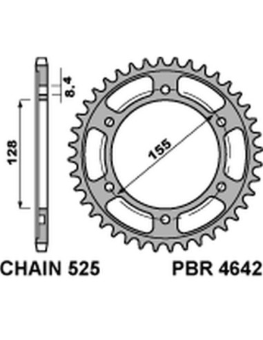 PBR ZĘBATKA TYLNA 4642 38 C45 KTM 1290 SUPERDUKE (13-'20) (ŁAŃC. 525) (JTR893.38) (STAL HARTOWANA)