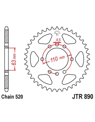 JT ZĘBATKA TYLNA 4675 42 KTM 200 DUKE/RC '15-18 (467542JTZBK) (ŁAŃC. 520) KOLOR CZARNY