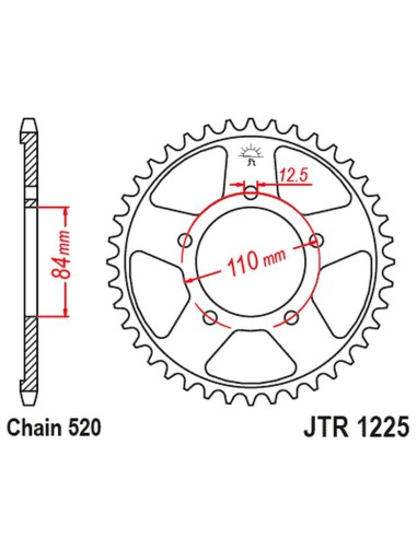 JT ZĘBATKA TYLNA 4734 36 HONDA CMX 300A REBEL 17-18 (473436JT) (ŁAŃC. 520)