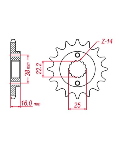 GROSSKOPF WYPRZEDAŻ ZĘBATKA PRZEDNIA 490 14 DUCATI MONSTER/MULTISTRADA/SCRAMBLER 400/600/620/695/750/797/800/851/888/900/906/916