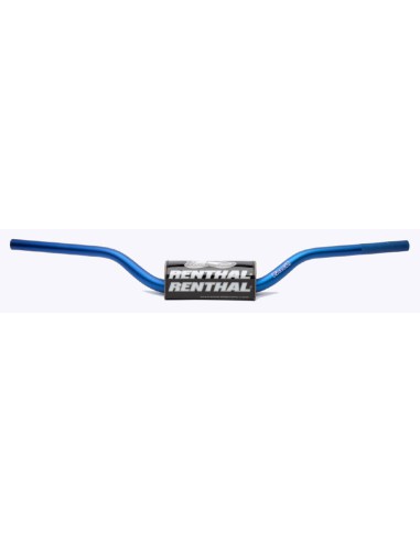 RENTHAL KIEROWNICA 1,1/8 CALA (28,6MM) MX FATBAR HANDLEBAR RC WYSOKA HIGH BLUE KOLOR NIEBIESKI Z GĄBKĄ