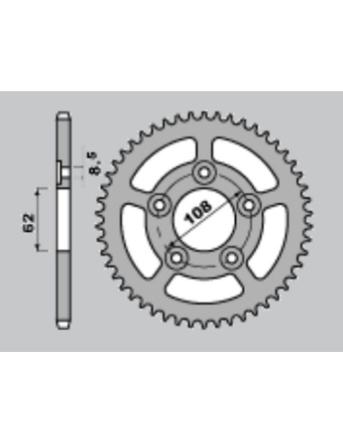 PBR ZĘBATKA TYLNA 714 49 APRILIA 125 RS SPORT PRO '93-'05, CAIVA MITO SORT PRO '92-'03 (ŁAŃCUCH 415)