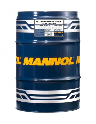 MANNOL OLEJ SILNIKOWY 4T MOTORBIKE 10W40 60L ESTER + MA2 SYNTETYK (7812) (API SN) - 1 BECZKA 60 L