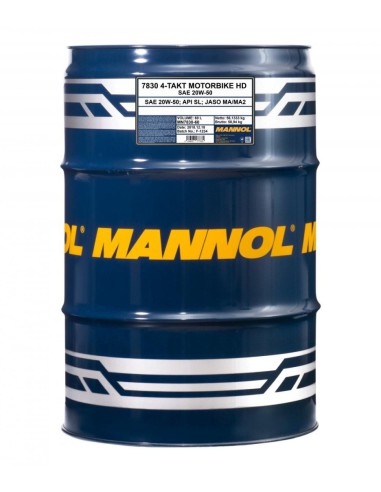 MANNOL OLEJ SILNIKOWY 4T MOTORBIKE HD 20W50 60L V-TWIN MA2 SEMISYNTETYK (7830) - BECZKA 60 L