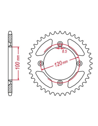 GROSSKOPF PROMOCJA ZĘBATKA TYLNA ALUMINIOWA KOLOR CZARNY 798 48 SUZUKI RM 80/85 '02-'18, YAMAHA YZ 80/85 '93-'20 (JTR798.48)