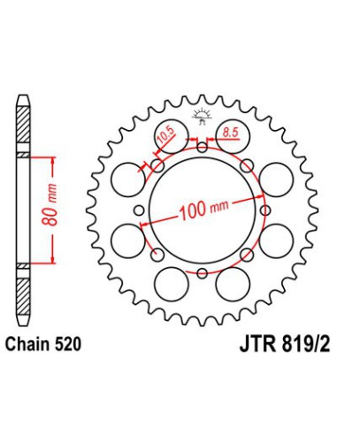 JT ZĘBATKA TYLNA 819 41 SUZUKI GZ 250 MARAUDER (99-10), GN 250 (82-99) (81941JT) (ŁAŃC. 520)