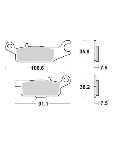 SBS KLOCKI HAMULCOWE KH443 OFF-ROAD SINTER YAMAHA YFM 550 GRIZZLY '09-'16, YFM 700 GRIZZLY '07-'17, 09-'14 KOLOR ZŁOTY