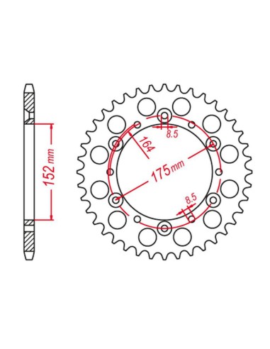 GROSSKOPF PROMOCJA ZĘBATKA TYLNA ALUMINIOWA KOLOR CZARNY 856 51 YAMAHA YZ 125 '89-'92, WR 250 '90-'93, YZ 250 '90-93 (JTR853.51)