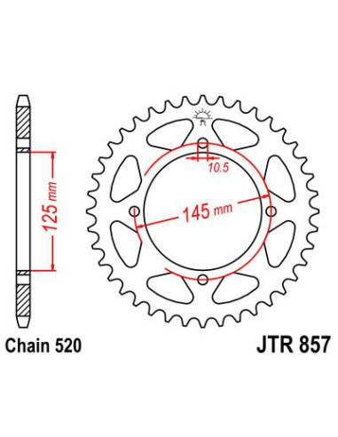 JT ZĘBATKA TYLNA 857 45 YAMAHA XT 600E '90-03, XT 660Z TENERE '91-00 (85745JTZBK) (ŁAŃC. 520) KOLOR CZARNY - PATRZ RÓWNIEŻ