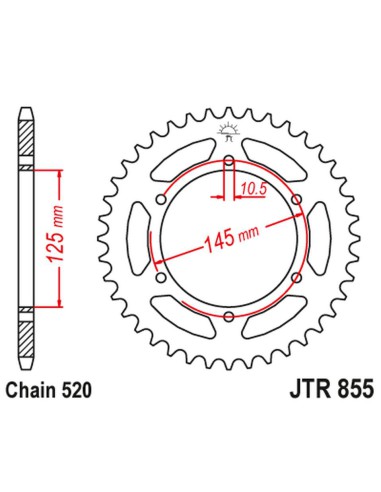 JT ZĘBATKA TYLNA 866 46 YAMAHA XTZ 750 89-98 (3LD) (86645JTZBK) (ŁAŃC. 520) KOLOR CZARNY