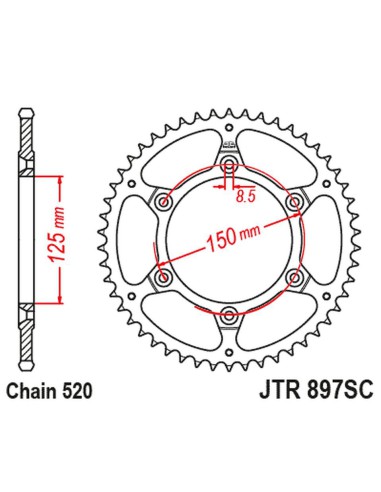 JT ZĘBATKA TYLNA 899 48 KTM SX/EXC ULTRALIGHT SAMOOCZYSZCZAJĄCA (89948JTSC) (ŁAŃC. 520)