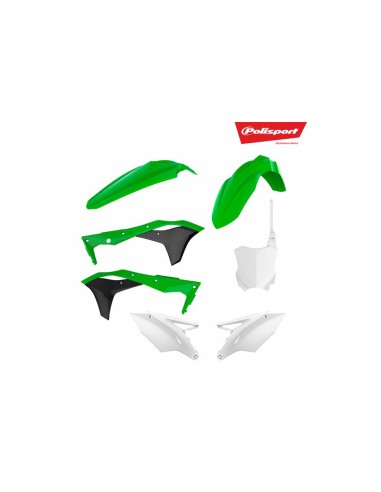 POLISPORT KOMPLET PLASTIKÓW KAWASAKI KX 250F '17-'20 W ZESTAWIE TABLICA PRZEDNIA (8665900002) KOLOR ZIELONO BIAŁY OEM