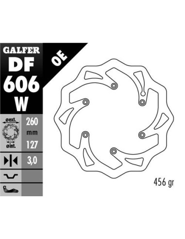 GALFER TARCZA HAMULCOWA PRZÓD KTM SX/EX, HUSABERG,HUSQVARNA,GAS GAS WAVE (260X127X3MM) (WZÓR OEM KTM)