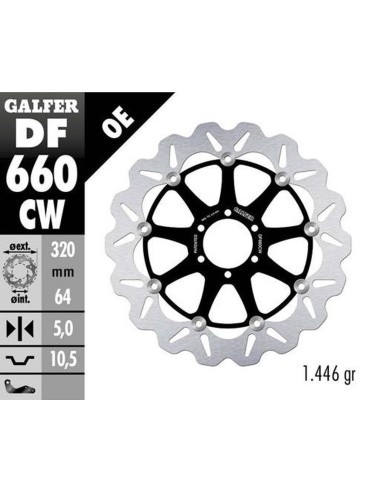 GALFER TARCZA HAMULCOWA PRZÓD APRILIA BENELLI BIMOTA CAGIVA DUCATI KTM, MOTO GUZZI YAMAHA (320X64X5) (WAVE FLOATING)