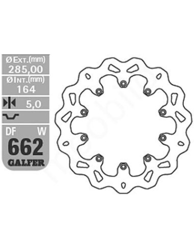 GALFER TARCZA HAMULCOWA BMW K 75C/RT/S '94-'96 (PRZÓD), K 100 '84-'93, K1100 '92-'00 (PRZÓD+TYŁ) (285X165X4,8) (10X5,5MM)