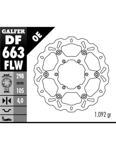 GALFER TARCZA HAMULCOWA PRZÓD BMW F 650/700/800 GS 93-13 (298X105X4) WAVE