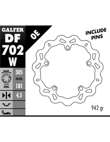 GALFER TARCZA HAMULCOWA PRZÓD BMW R 850/1100/1150/1200 (305X181X4,8) (NG1044) WAVE