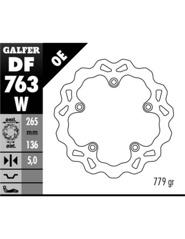 GALFER TARCZA HAMULCOWA TYŁ BMW F 650GS 800/ K1200/ R1200 (265X136X5) (NG1045) WAVE