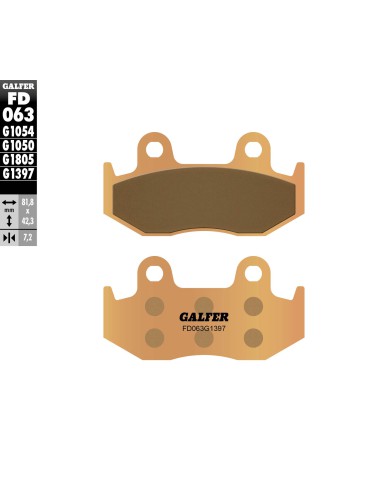 GALFER KLOCKI HAMULCOWE KH092 / KH323 SPIEK METALICZNY (ZŁOTE) ATV (GRUBOŚĆ 7,2MM)