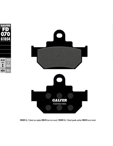 GALFER KLOCKI HAMULCOWE KH106/2 PÓŁMETALICZNE (GRUBOŚĆ 9,5MM)