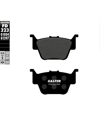 GALFER KLOCKI HAMULCOWE KH373 PÓŁMETALICZNE TYŁ LEWY HONDA TRX 420 '09-'19, TRX 450 '04-'09, TRX 500 '14-'19, TRX 650 RINCON