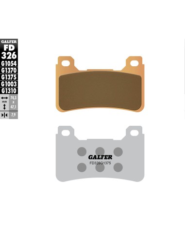 GALFER KLOCKI HAMULCOWE KH390 SPIEK METALICZNY (ZŁOTE) SPORT PRZÓD (HONDA CBR 600RR '05-'16, CBR 1000RR '04-16, VFR 800F '14-18,