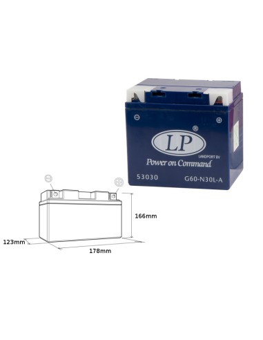 LANDPORT AKUMULATOR ŻELOWY G60-N30L-A (MG L60-N30-3) 12V 30AH 187X130X170 BEZOBSŁUGOWY - ZALANY (2)