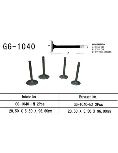 VESRAH ZAWÓR WYDECHOWY HONDA XR 250 R '86-'95 (2 NA POJAZD) (23,5X5,5X96,0 MM) (OEM: 14721-KR6-000) (1SZT.) (MADE IN JAPAN)