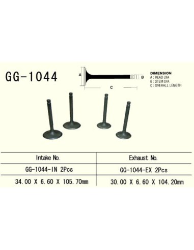 VESRAH ZAWÓR WYDECHOWY HONDA XL 600R '85-'87 (30,0X6,6X104,2 MM) (OEM: 14721-MG2-790) (1SZT.) (MADE IN JAPAN)