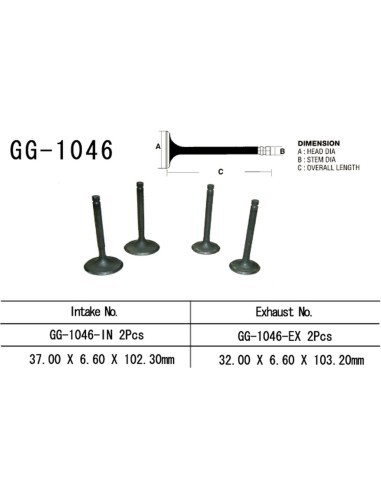 VESRAH ZAWÓR SSĄCY HONDA XR 650R '00-'07, TRX 700XX '08-'09 (2 NA POJAZD) (37,0X6,60X102,3 MM) (OEM: 14711-MBN-670) (1SZT.)