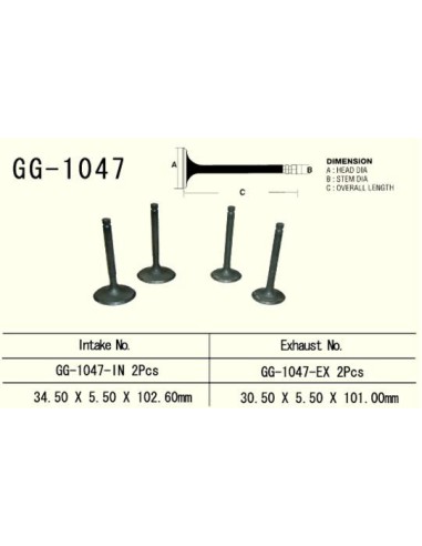 VESRAH ZAWÓR WYDECHOWY HONDA TRX 650/680 '03-'17 (2 NA POJAZD) (30,5X5,50X101,0 MM) (OEM: 14721-HN8-000,GG-HL3-A00) (1SZT.)