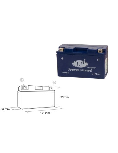 LANDPORT AKUMULATOR ŻELOWY GT7B-4 (MG LT7B-4) 12V 6,5AH 148X64X90 BEZOBSŁUGOWY - ZALANY (10)