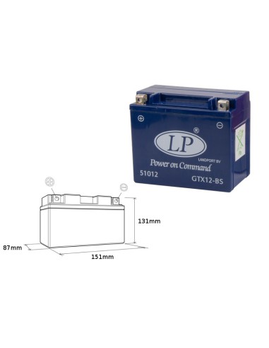 LANDPORT AKUMULATOR ŻELOWY GTX12-4 (MG LTX12-4) 12V 10AH 151X87X131 BEZOBSŁUGOWY - ZALANY - ZASTĘPUJE GTX12BS L (4)