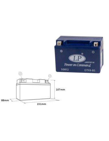 LANDPORT AKUMULATOR ŻELOWY GTX9-4 (MG LTX9-4) 12V 8AH 151X88X107 BEZOBSŁUGOWY - ZALANY - ZASTĘPUJE GTX9BS L (6)