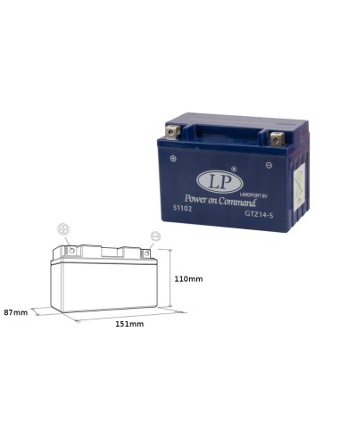 LANDPORT AKUMULATOR ŻELOWY GTZ14-S (MG LTZ14-S) 12V 11,2AH 150X85X109 BEZOBSŁUGOWY - ZALANY (6)