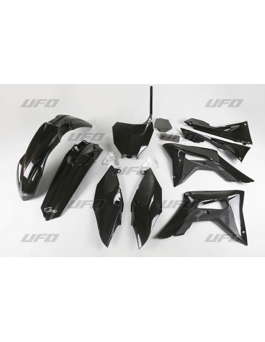 UFO KOMPLET PLASTIKÓW HONDA CRF 250R '18-'21, CRF 450R '17-'20 Z OSŁONAMI FILTRA POWIETRZA KOLOR CZARNY (HO123E001)