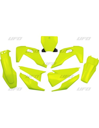 UFO KOMPLET PLASTIKÓW HUSQVARNA TC 125/250 '19-'22, FC 250/350/450 '19-'22 KOLOR ZÓŁTY FLUO (HU622DFLU)