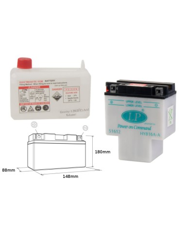 LANDPORT AKUMULATOR HYB16A-A (MD HYB16A-A) 12V 16AH 151X91X182 OBSŁUGOWY - ELEKTROLIT OSOBNO (2) UE2019/1148