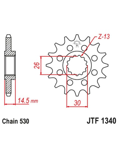 JT ZĘBATKA PRZEDNIA 1340 18 HONDA CB 1100 SA / EX '14-'19, CB 1100 RS 17-'20 (JTF1340.18) (ŁAŃC. 530)