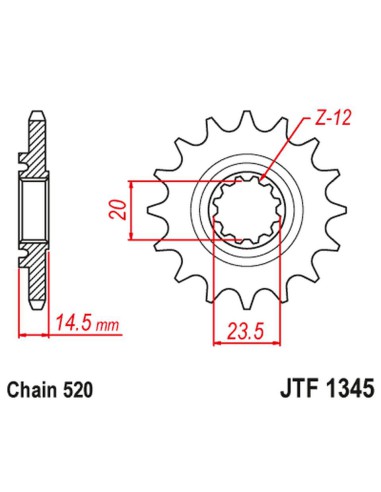 JT ZĘBATKA PRZEDNIA Z GUMĄ HONDA CRF 450 L-K '19 (JTF1345.13RB) (ŁAŃC. 520)