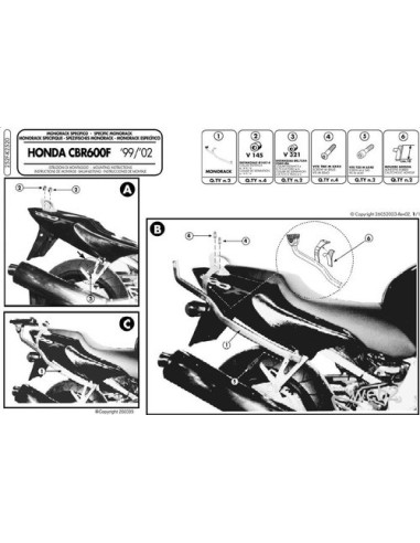 KAPPA STELAŻ KUFRA CENTRALNEGO HONDA CBR 600F (99-02) ( BEZ PŁYTY )