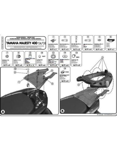 KAPPA STELAŻ KUFRA CENTRALNEGO YAMAHA MAJESTY 400 (04-14) ( Z PŁYTĄ MONOLOCK )